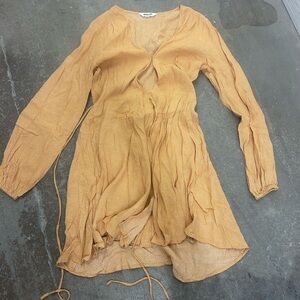 ROLLA'S Mustard Long Sleeve true wrap polka dot dancer dress